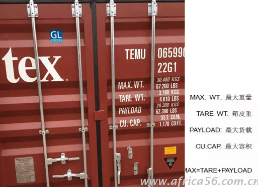 集裝箱上的信息 針對(duì)集裝箱門上的字母單詞作出解釋