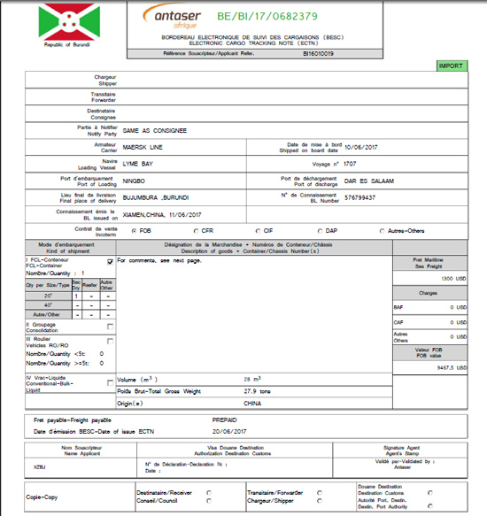 布隆迪ECTN/BESC_非洲認(rèn)證_非洲海運(yùn)_旭洲物流 布隆迪ECTN/BESC_非洲認(rèn)證_非洲海運(yùn)_旭洲物流
